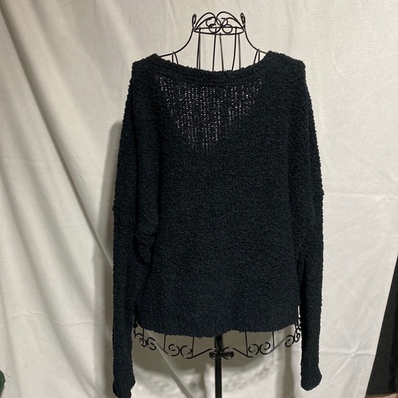 Free People Womens Black Knitted Long Sleeve V Neck Sweater​​​ - Picture 2 of 5